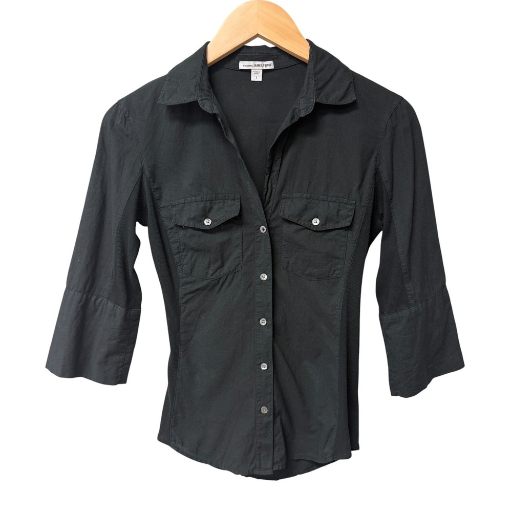 James Perse Sheer Slub Side Panel Shirt Womens Size 1 (S) Minimalist Luxury EUC - Picture 4 of 10